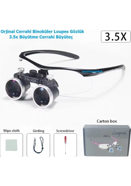Cerrahi Binoküler Orjinal Loupes Gözlük - 3.5x Büyütme Cerrahi Büyüteç