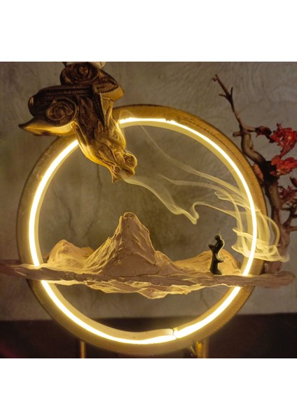 Ejderhanın Nefesi Meditatif Tütsülük Sanatı 🐉✨ LED Işıklı Tütsülük Geri Akış Tütsülü Gece Lambası