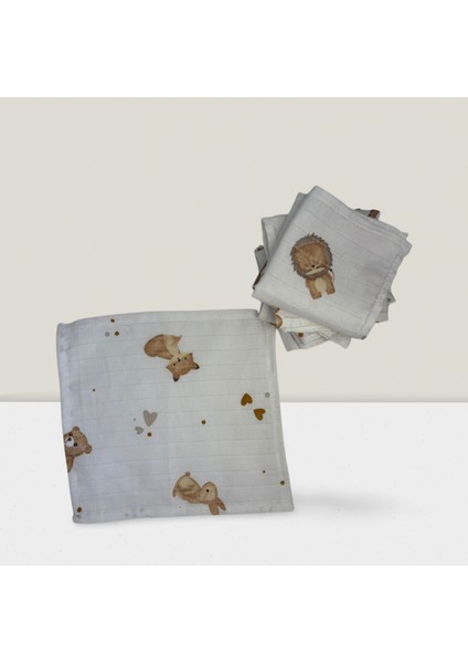 4 Adet Bebek Ağız Mendili, %100 Pamuklu Müslin Kumaş