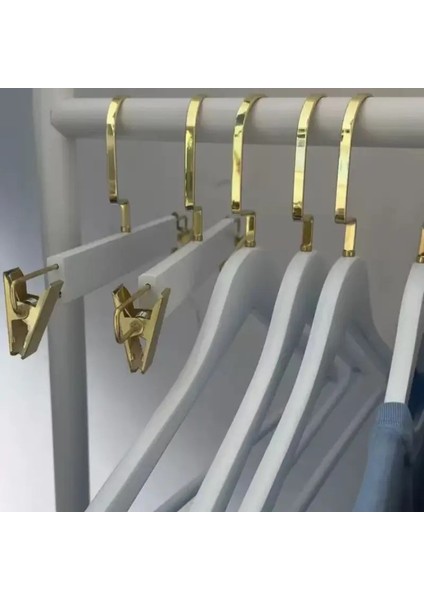 Ahşap Görünümlü Gold Kancalı Lüks Kanca Mağaza Abiye Sbowroom Askısı 10 Adet Lamaag indirimleri