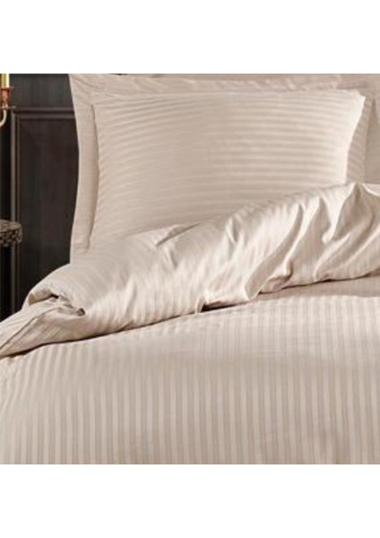 Pamuk Saten Polycotton Çizgili Nevresim Takımı / Çift Kişilik (%80 Pamuk)