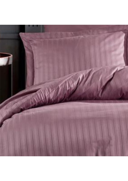 Pamuk Polycotton Saten Çizgili Nevresim Takımı / Çift Kişilik (%80 Pamuk)