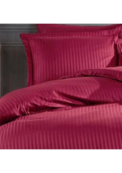 Pamuk Saten Polycotton Çizgili Nevresim Takımı / Çift Kişilik (%80 Pamuk)