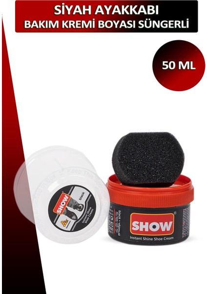Bağcık + Show Ayakkabı Bakım Kremi Boyası Süngerli 50 ml Set