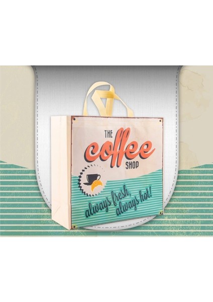 Çevre Dostu Nonwoven Tela Alışveriş Çantası Coffee Shop Temalı 40*40*15 fiyatları