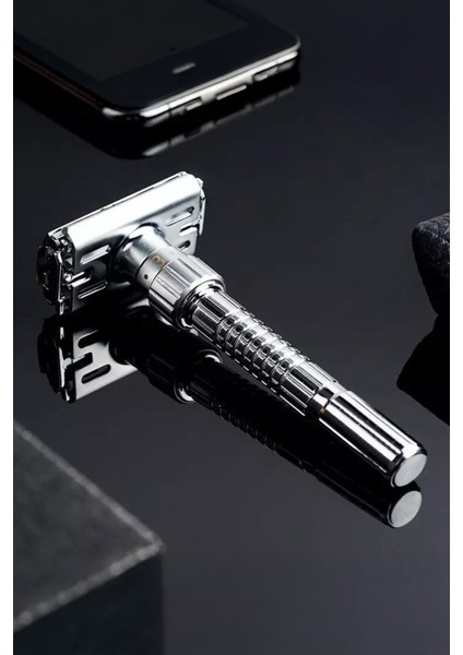 Q8 Full Metal Manuel Tıraş Makinesi + F10 Fırça + Kase + 5 Adet Platinum Yaprak Jilet