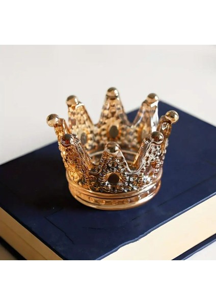 ® Kral Tacı Model Mini Mumluk,küllük,lokumluk Şeffaf Bronz Cam Kase