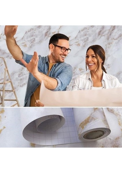 ® Mermer Desenli Masa Tezgah Mutfak Su Geçirmez Yapışkanlı Folyo Sticker Sarı 5x0,6m