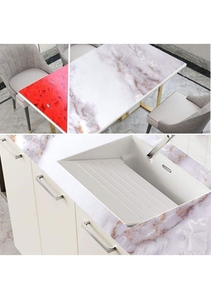 ® Mermer Desenli Masa Tezgah Mutfak Su Geçirmez Yapışkanlı Folyo Sticker Sarı 5x0,6m modelleri