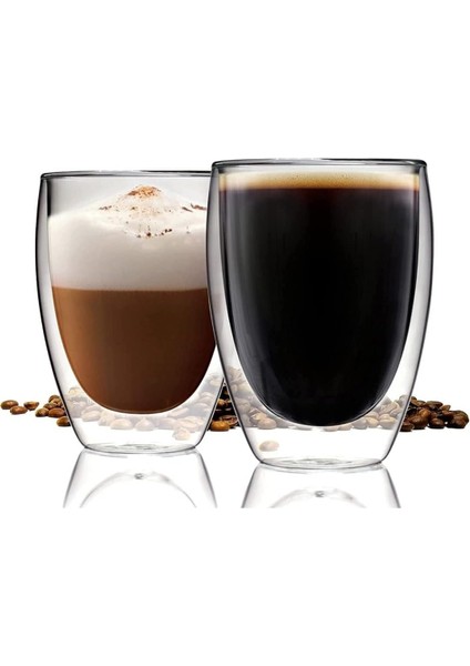 Çift Cidarlı Borosikilat Cam Isıya Dayanıklı Kahve Bardağı 250ML 2'li Set modelleri