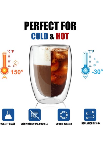 Çift Cidarlı Borosikilat Cam Isıya Dayanıklı Kahve Bardağı 250ML 2'li Set indirimleri