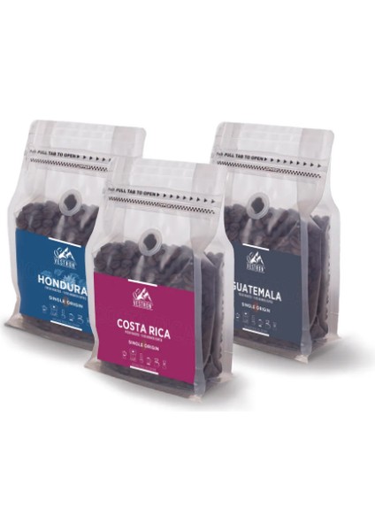 Avantaj Paketi 3X250 gr Honduras - Kosta Rika - Guatemala Sert İçim Filtre Kahve Seti V33B