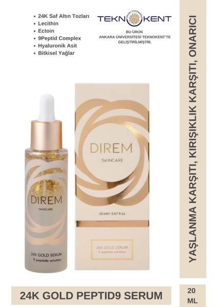 24K Saf Altın & 9peptide Içeren Onarıcı ve Besleyici Serum