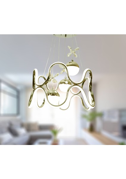 TT336-3TPL-SR Tt Aydınlatma Sarı Kaplama 3 Toplu 3 Renk Modüllü Ledli Avize fiyatları