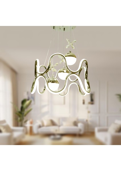 TT336-3TPL-SR Tt Aydınlatma Sarı Kaplama 3 Toplu 3 Renk Modüllü Ledli Avize modelleri