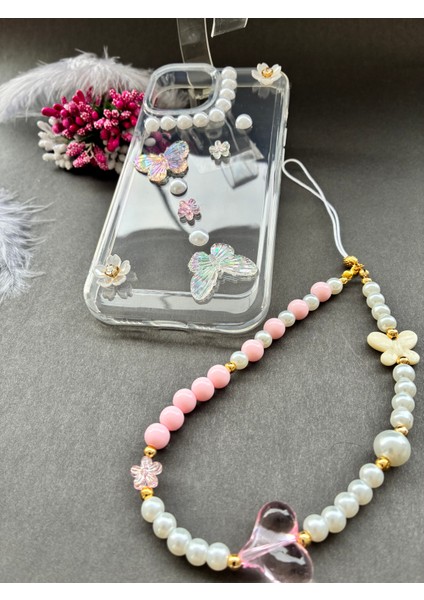 Çiçekli Kelebekli ve Incili Tasarım Apple iPhone 13 14 15 Uyumlu Telefon Kılıfı ve Telofon Aksesuarı fiyatları