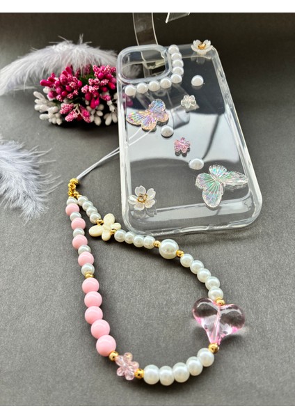 Çiçekli Kelebekli ve Incili Tasarım Apple iPhone 13 14 15 Uyumlu Telefon Kılıfı ve Telofon Aksesuarı indirimleri