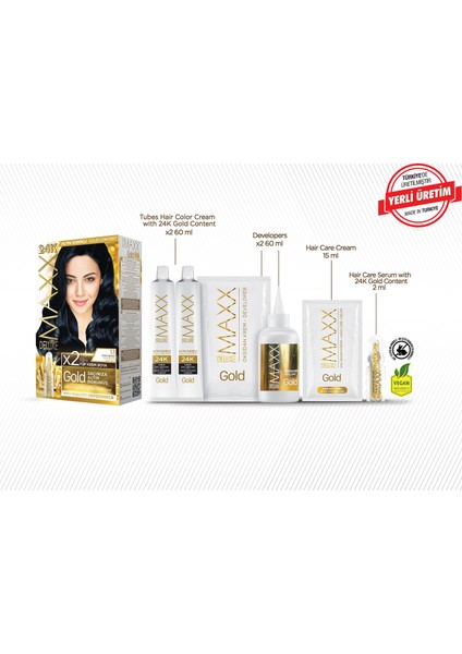 Gold Series Saç Boya Seti 2 Tüp Boya - 2 Oksidan
