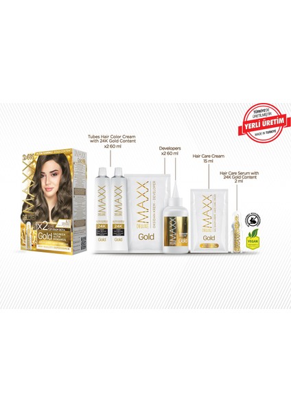 Gold Series Saç Boya Seti 2 Tüp Boya - 2 Oksidan