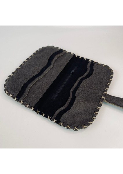 Vegan Deri Renkli Kadın Baskılı Lacivert Uzun Cüzdan 18*10 modelleri