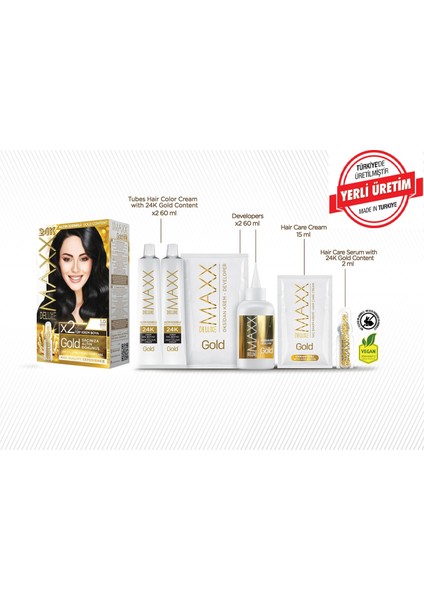 Gold Series Saç Boya Seti 2 Tüp Boya - 2 Oksidan