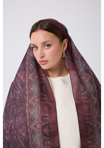 Etnik Desen Şal Bordo