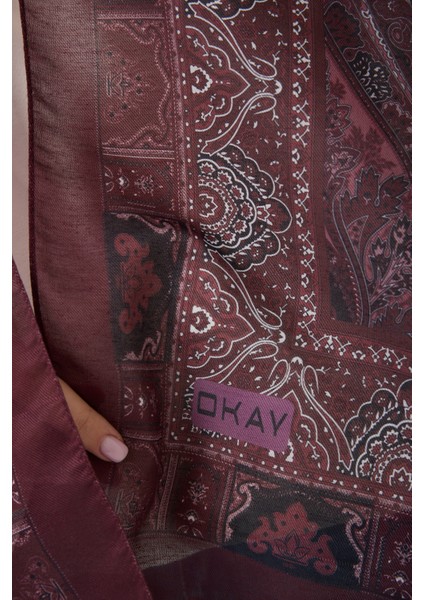 Etnik Desen Şal Bordo modelleri