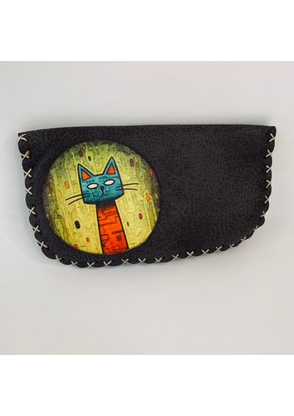 Vegan Deri Renkli Kadın Baskılı Lacivert Uzun Cüzdan 18*10 fırsatları