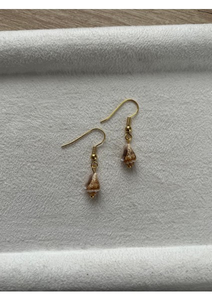 Doğal Deniz Kabuğu Altın Kaplama Sallantı Küpe