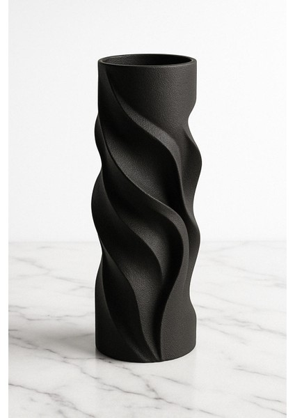 Siyah Spiral Modern Dekoratif Vazo - 3D Tasarım Kabartmalı Minimalist Ev Aksesuarı fırsatları