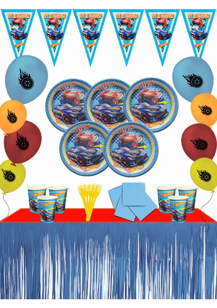 HotWheels Metalize Masa Etekli Afişli Arabalar Hot Wheels Ateşli Tekerler Doğum Günü Parti Malzemeleri Seti