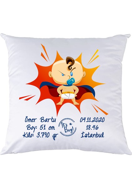 Yenidoğan Erkek Bebek Isim Baskılı Yastık