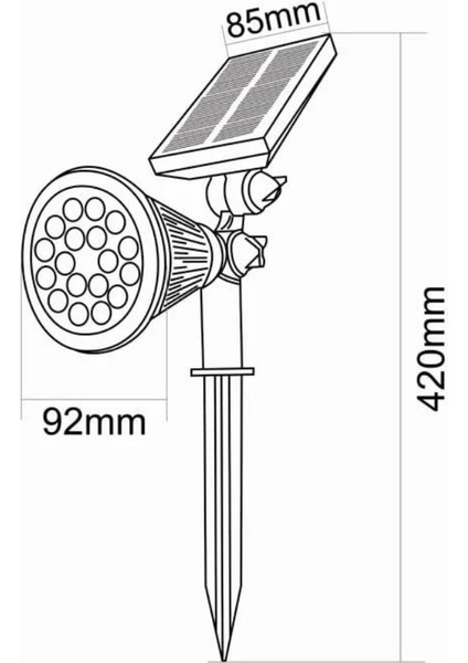 18WATT Solar Çim / Bahçe Aydınlatma Armatürü