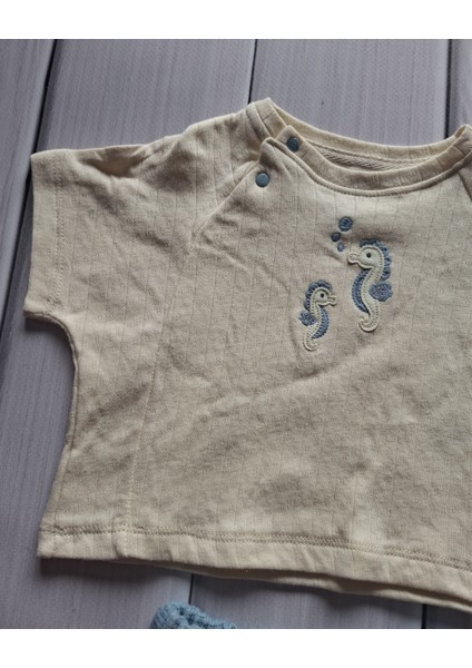 Erkek Bebek Denizatı Nakışlı Tişört ve Mavi Şort Takım fiyatları