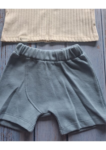 Erkek Bebek Kaplumbağa Nakışlı Tişört ve Mavi Şort Takım modelleri