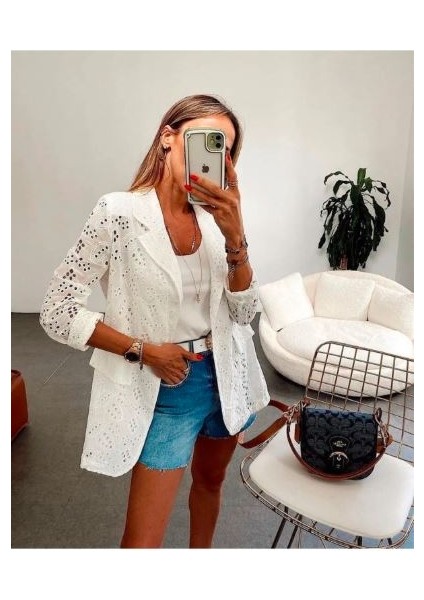 Fisto Işlemeli Blazer Yazlık Ceket