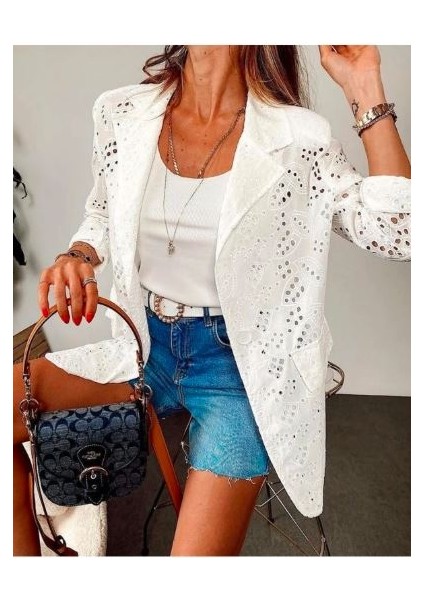 Fisto Işlemeli Blazer Yazlık Ceket