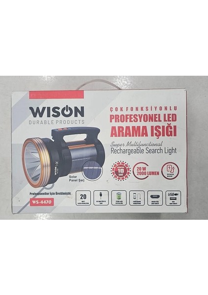 Wıson WS-4470 Çok Fonksiyonlu Profesyonel LED Arama Işığı