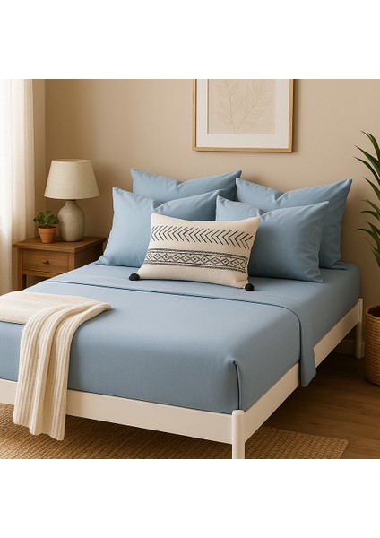 Pamuk Lastikli Çarşaf Tek Kişilik Fitted Çarşaf Takımı 100 x 200 cm , 1 Adet Yastık Kılıfı, Mavi fiyatları
