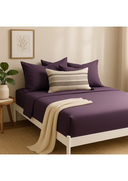 Pamuk Lastikli Çarşaf Tek Kişilik Fitted Çarşaf Takımı 100 x 200 cm , 1 Adet Yastık Kılıfı, Mor fiyatları