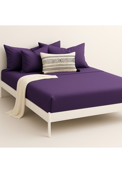 Pamuk Lastikli Çarşaf Tek Kişilik Fitted Çarşaf Takımı 100 x 200 cm , 1 Adet Yastık Kılıfı, Mor modelleri