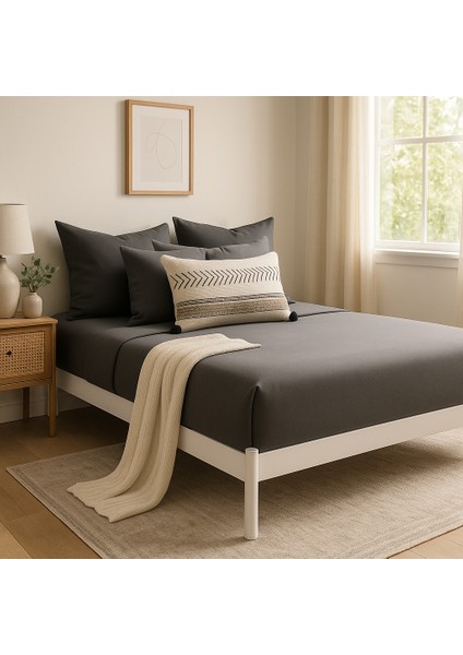 Pamuk Lastikli Çarşaf Tek Kişilik Fitted Çarşaf Takımı 100 x 200 cm , 1 Adet Yastık Kılıfı, Antrasit fiyatları