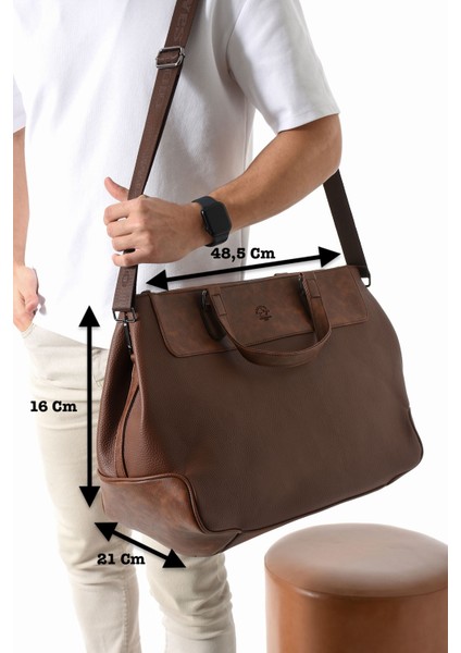 Vegan Deri Unisex Seyahat Çantası - Taba