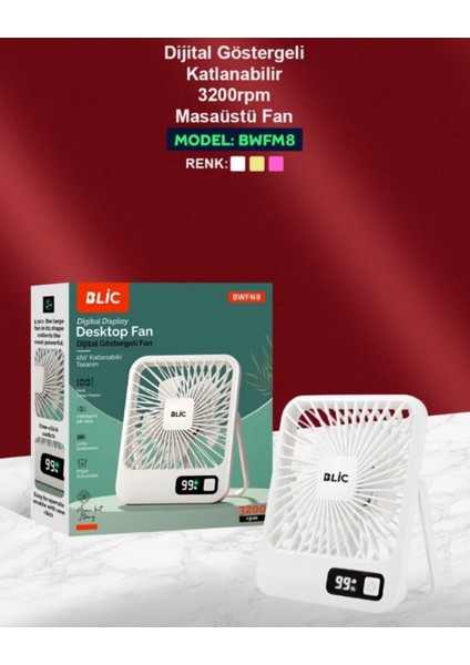Rose Teknoloji Digital Göstergeli Katlanabilir Taşınabilir 3200rpm 5 Kademeli Masaüstü Soğutucu Fan fiyatları