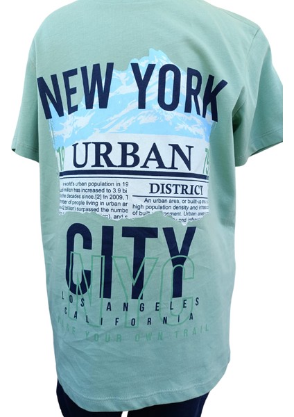 Fancy Kids Erkek Çocuk İkili Takım Baskılı Yeşil T-Shirt Lacivert Şort 11-12 Yaş