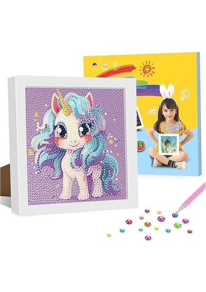 Çocuk Gelişim Eğlenceli Elmas Boyama Seti Unicorn Çerçeveli Elmas Boyama Resmi