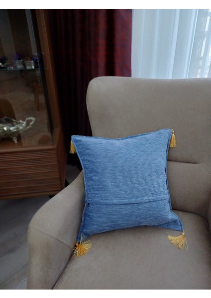 Özel Dokuma Kedi Motifli Goblen Kumaş Dekoratif Mavi Kırlent Yastık Kılıfı(Baskı Veya Boya Değildir) modelleri