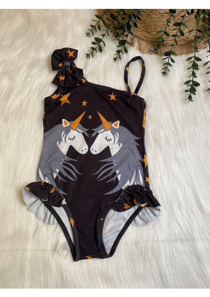 Unıcorn Kız Çocuk Fırfır Detaylı Mayo Bikini