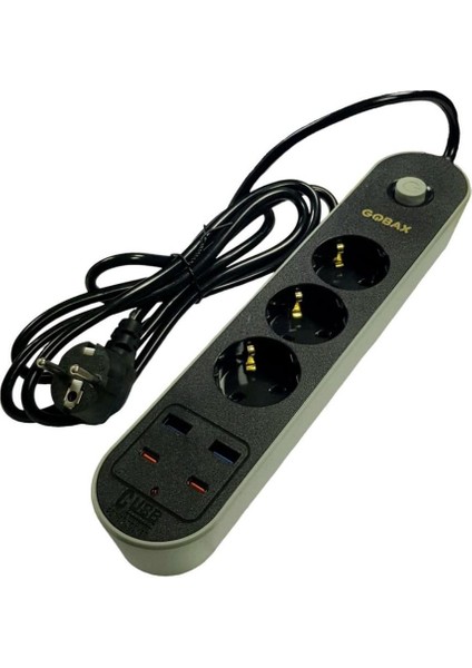 MG-106 2xusb+2type-C Çıkışlı 3lü 2metre Akım Korumalı Priz