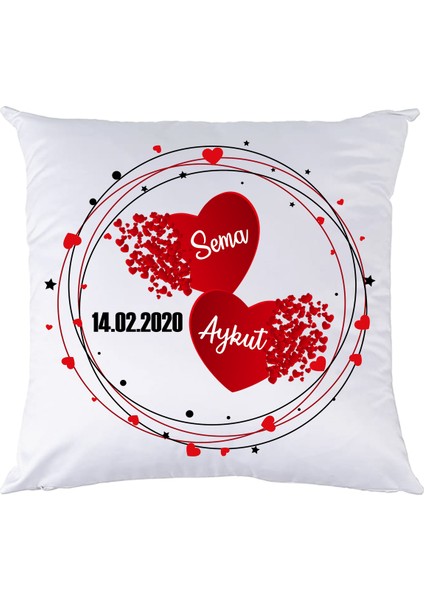 Sevgililer Günü Hediyesi İsimli ve Tarihli Kişiye Özel Yastık